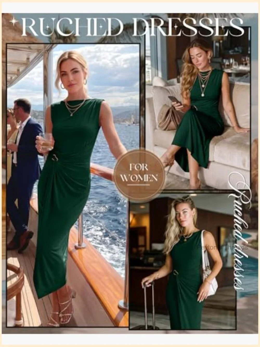 Sleeveless Ruched Bodycon Maxi Dress - Wedding Guest Cocktail